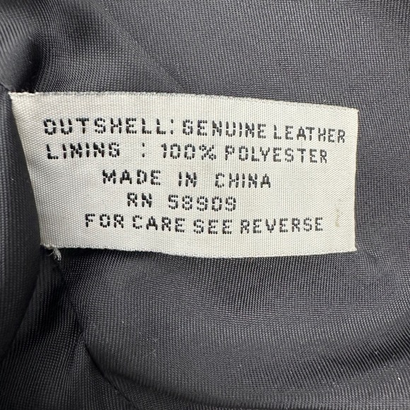 Vintage Y2K Black Leather Jacket Sz L Tie Belt Zip Funnel Neck by Preston & York - Picture 14 of 16